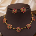 Elegant Floral Gold Plated Necklace & Earrings Set for Women