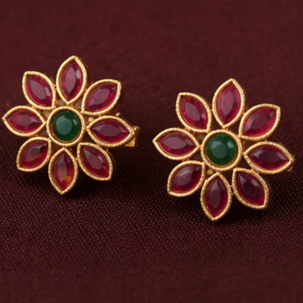 Elegant Floral Gold Plated Necklace & Earrings Set for Women