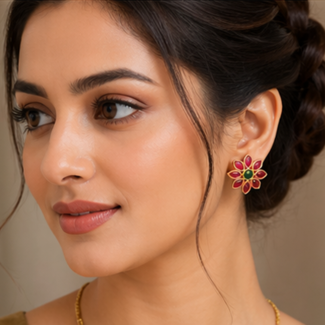 Elegant Floral Gold Plated Necklace & Earrings Set for Women