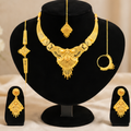 Royal Antique Gold Plated Bridal Necklace Set with Earrings & Maang Tikka
